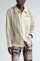 Séfr Jagou Lace Long Sleeve Camp Shirt Harmoney Embroidery at Nordstrom,