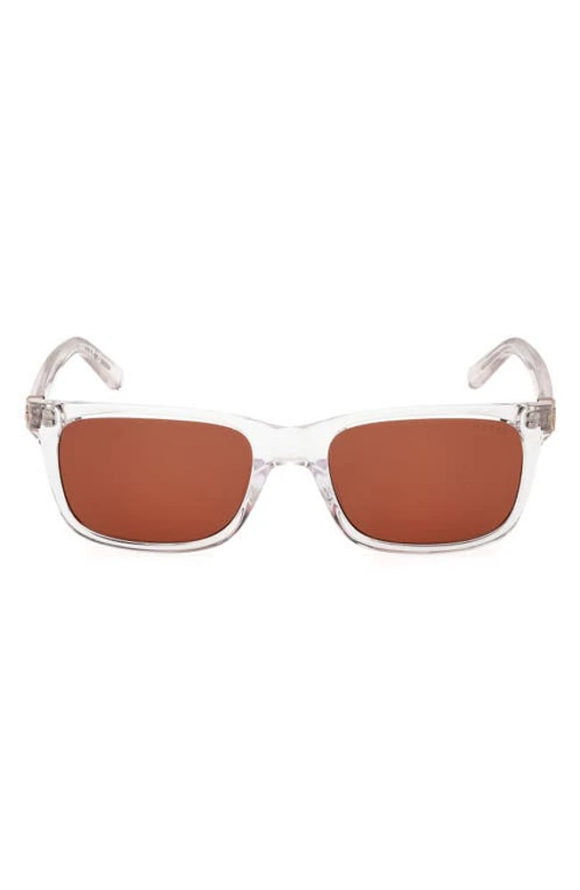 GUESS 55mm Rectangular Sunglasses in Crystal /Brown at Nordstrom