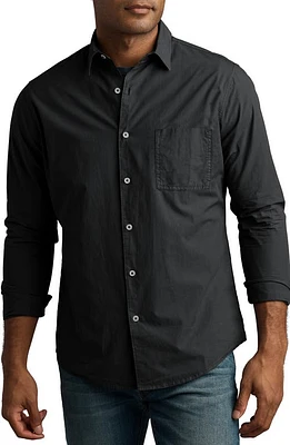 Rowan Everett Cotton Poplin Button-Up Shirt Washed Black at Nordstrom,