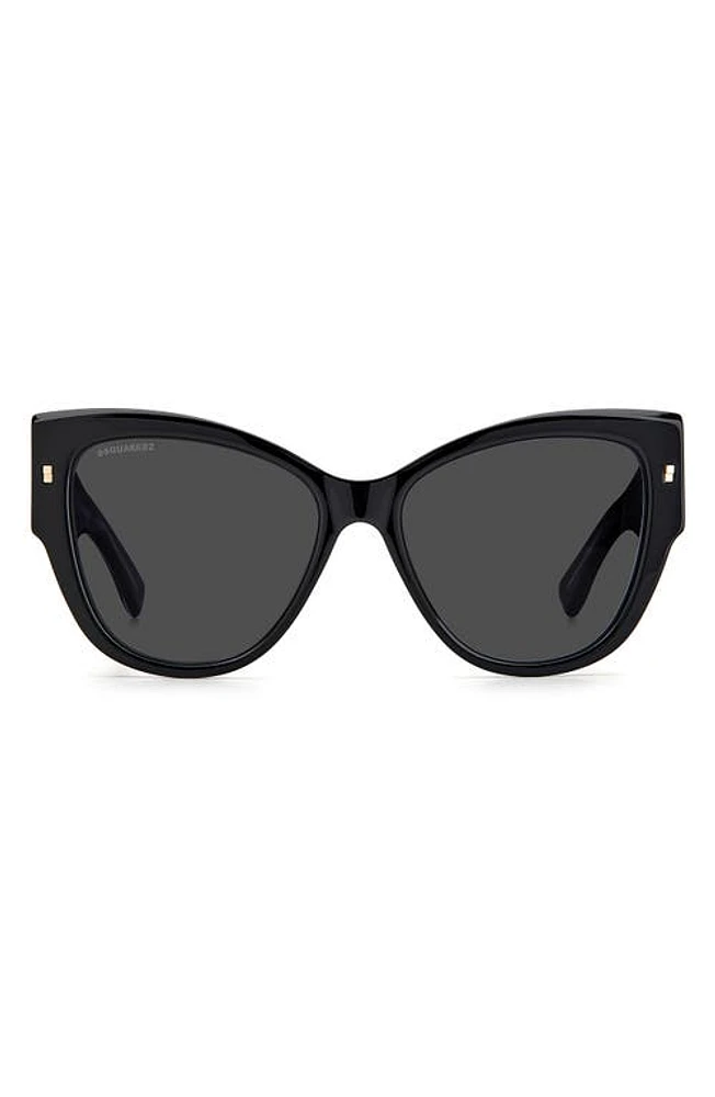 Dsquared2 56mm Cat Eye Sunglasses in Black Gold /Grey at Nordstrom