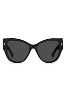 Dsquared2 56mm Cat Eye Sunglasses in Black Gold /Grey at Nordstrom