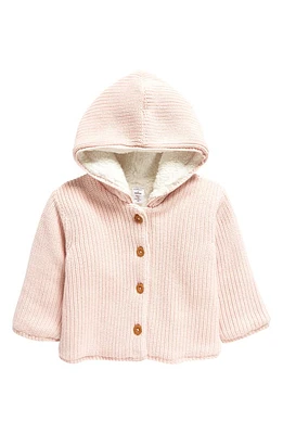 Nordstrom Fleece Lined Cardigan in Pink Lotus at Nordstrom, Size Newborn