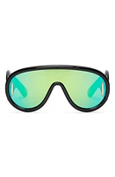 Loewe x Paula's Ibiza 56mm Mask Sunglasses in Shiny Black /Green Mirror at Nordstrom