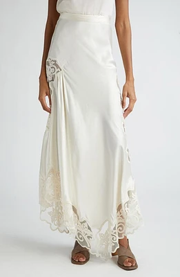 Ulla Johnson Cressida Floral Tulle Panel Silk Maxi Skirt Cowrie at Nordstrom,