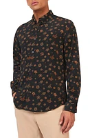 Ben Sherman Floral Corduroy Button-Down Shirt in Black at Nordstrom, Size Large