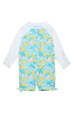 Snapper Rock Lemon Drops Long Sleeve Sun Romper Blue Yellow Multi at Nordstrom,