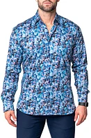 Maceoo Fibonacci Skelz Regular Fit Cotton Blend Button-Up Shirt Turquoise Multi at Nordstrom,