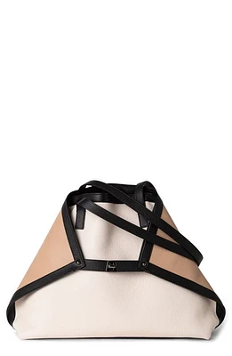 Akris Medium AI Colorblock Leather Tote in Ecru/Black/Cordage at Nordstrom