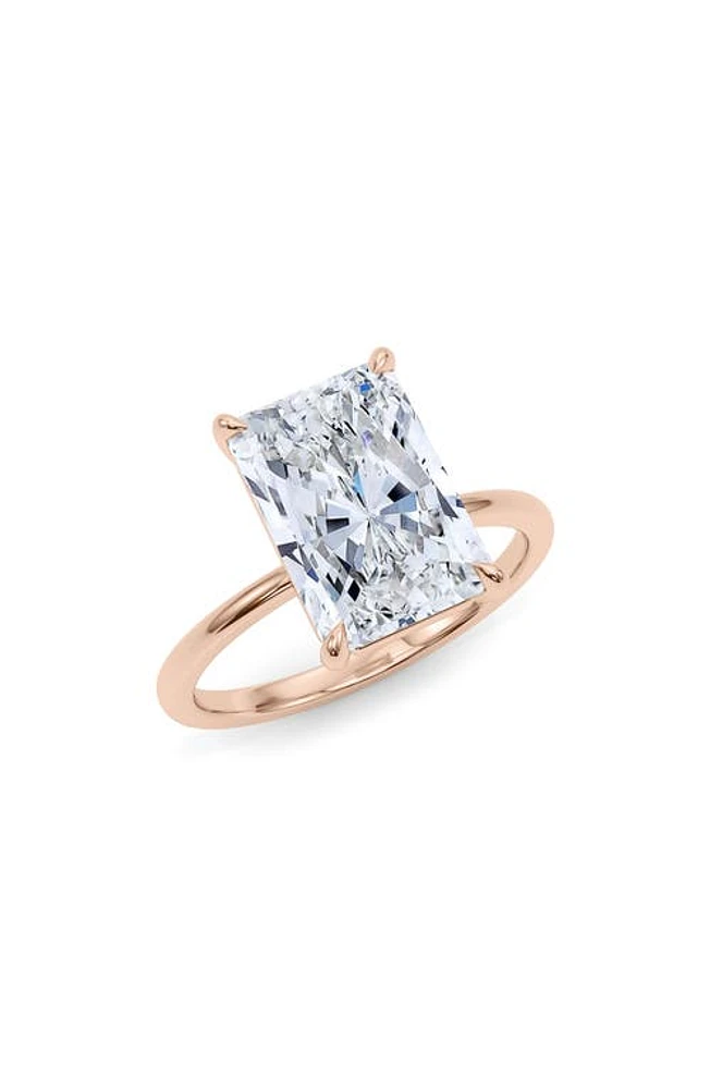 HauteCarat Radiant Cut Lab Created Diamond 18K Gold Ring in Rose Gold at Nordstrom