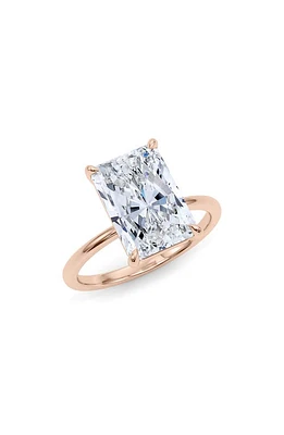 HauteCarat Radiant Cut Lab Created Diamond 18K Gold Ring in Rose Gold at Nordstrom