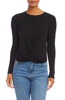 FIFTEEN TWENTY Twist Front Rib Top Black at Nordstrom,