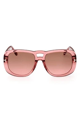 TOM FORD 56mm Gradient Aviator Sunglasses in Shiny Pink /Gradient Brown at Nordstrom