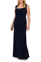 Adrianna Papell Sleeveless Open Back Jersey Gown Midnight at Nordstrom, W