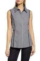 Ming Wang Gingham Collared Sleeveless Top Black/White at Nordstrom,