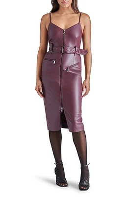 Steve Madden Levina Faux Leather Midi Dress Cordovan at Nordstrom,