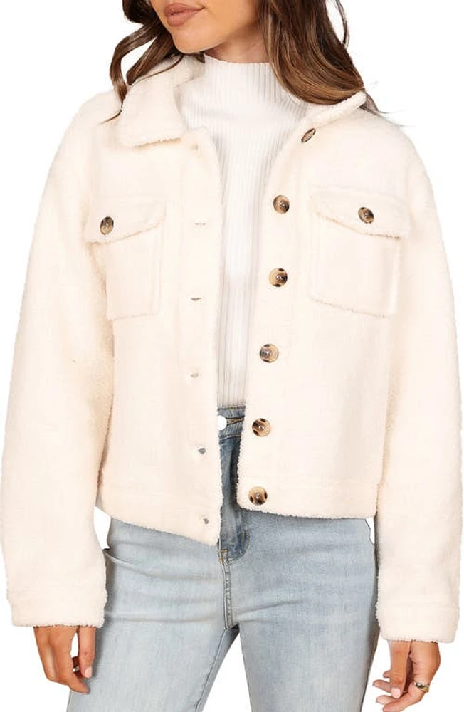 Petal & Pup Palesa Faux Shearling Shirt Jacket in White at Nordstrom, Size 6