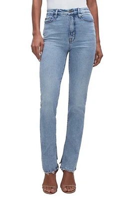 Good American Boy Split Hem High Waist Straight Leg Jeans Indigo357 at Nordstrom,