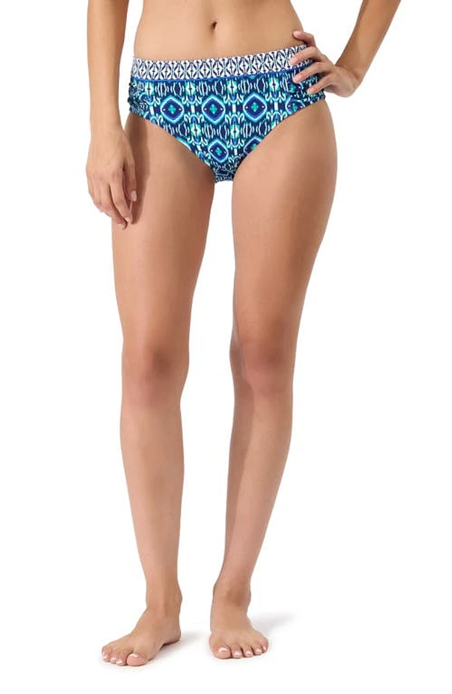 Tommy Bahama Island Cays Ikat High Waist Bikini Bottoms in Beaming Blue at Nordstrom, Size X-Small