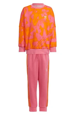 adidas Kids' Print Sweatshirt & Joggers Set Bright Orange/Pink Fusion at Nordstrom,