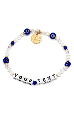 Little Words Project Evil Eye Custom Beaded Stretch Bracelet in Crystal Blue at Nordstrom