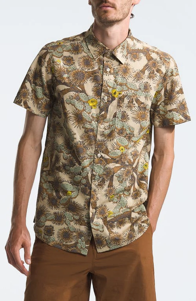 The North Face Baytrail Pattern Short Sleeve Button-Up Shirt Gravel Tnf Cactus Camo Print at Nordstrom,