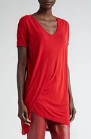 Rick Owens Hiked Asymmetric Drape Detail Jersey T-Shirt at Nordstrom, Us