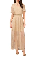 Chaus Metallic Flutter Sleeve Maxi Dress Gold at Nordstrom,