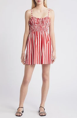 Faithfull the Brand Alboa Stripe Minidress Bayou Red at Nordstrom,