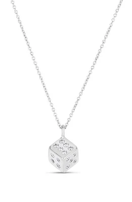 Roberto Coin Tiny Treasure Diamond Dice Pendant Necklace in White Gold at Nordstrom, Size 16