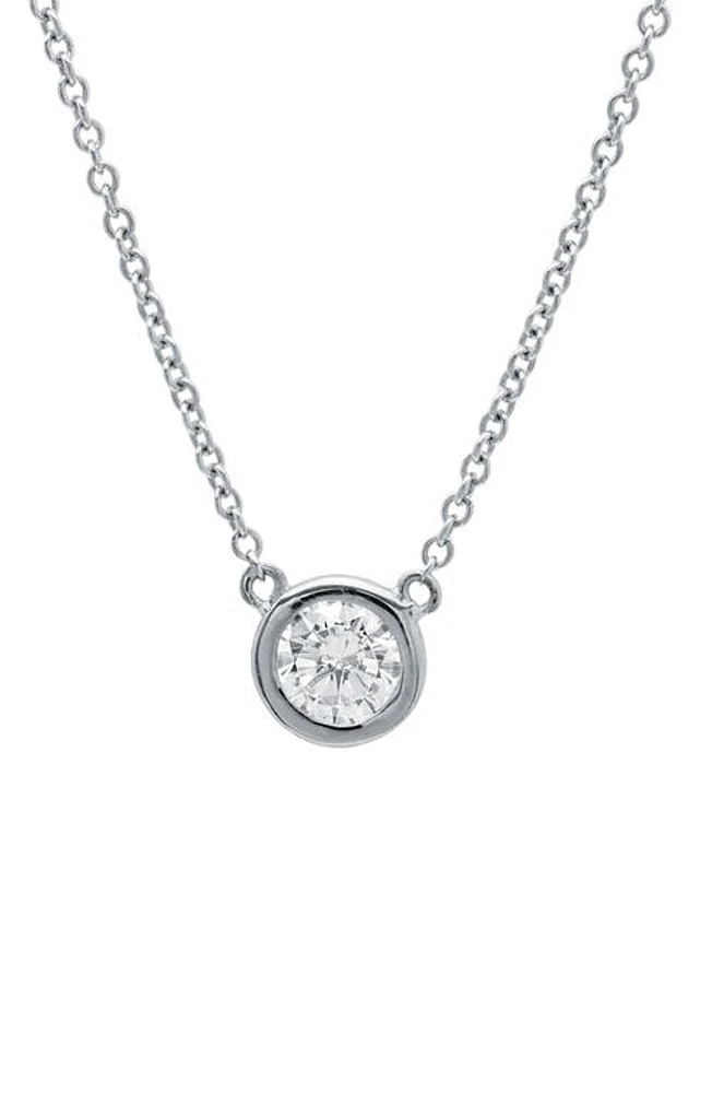 Crislu Cubic Zirconia Bezel Pendant Necklace in Platinum at Nordstrom