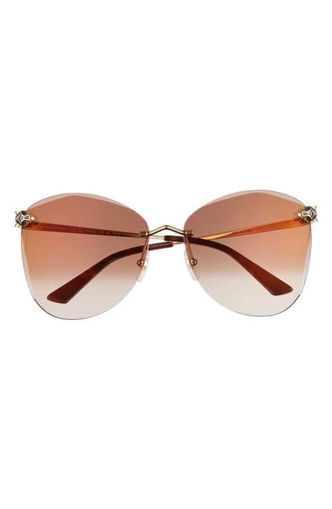 Cartier 62mm Gradient Oversize Butterfly Sunglasses in Gold at Nordstrom