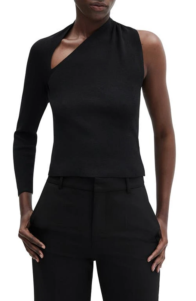 MANGO Asymmetric Cutout Knit Top in Black at Nordstrom, Size X-Large