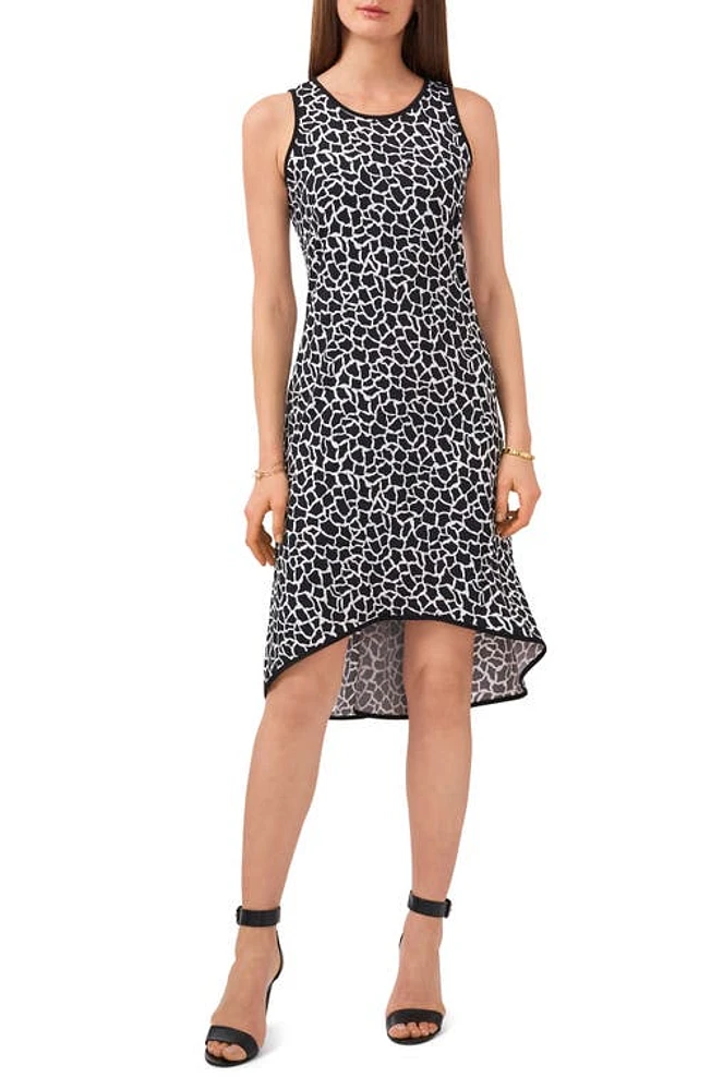 Chaus Print High/Low Matte Jersey Dress White /Black at Nordstrom,