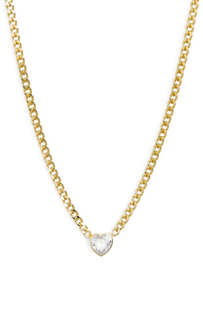 SHYMI Fancy Bezel Pendant Necklace in Gold/White/heart at Nordstrom, Size 16