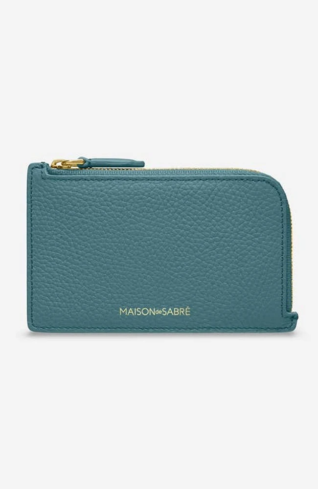 MAISON de SABRÉ Leather Zip Card Holder in Bondi Blue at Nordstrom