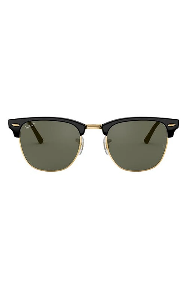 Ray-Ban Clubmaster 55mm Polarized Square Sunglasses in Black at Nordstrom