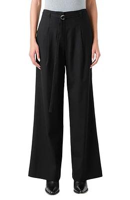 Grey Lab Pleated Belted Stretch Wide Leg Pants Black at Nordstrom,