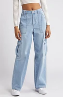 BP. Elastic Waist Wide Leg Carpenter Jeans in Light Wash at Nordstrom, Size Medium