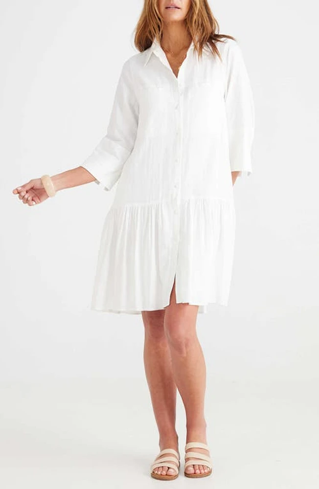 Brave+True Stasia Linen Blend Shirtdress White at Nordstrom,