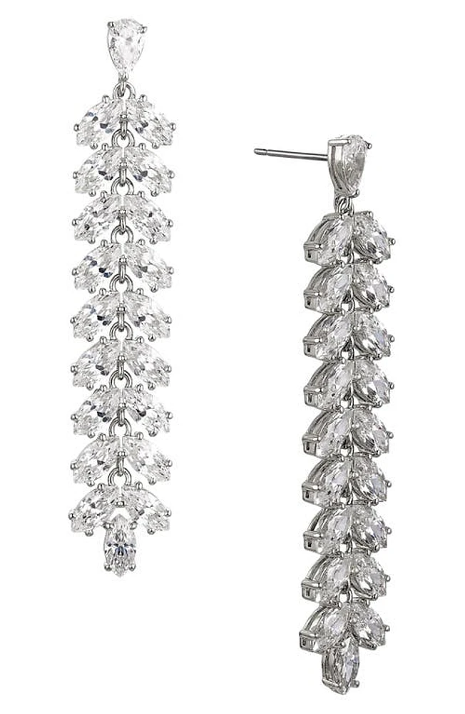 Nadri RSVP Leaf Linear Drop Earrings in Rhodium at Nordstrom