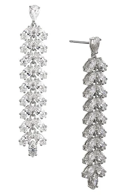 Nadri RSVP Leaf Linear Drop Earrings in Rhodium at Nordstrom