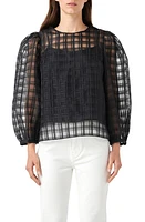 English Factory Plaid Organza Top Black at Nordstrom,