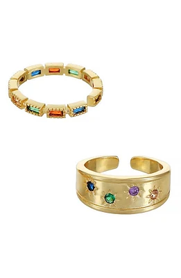 Ettika Set of 2 Rainbow Cubic Zirconia Ring Set in Gold at Nordstrom, Size 7