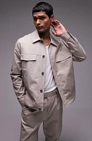 Topman Linen Blend Jacket Stone at Nordstrom,