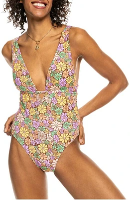 Roxy All Bout Sol One-Piece Swimsuit Root Beer at Nordstrom,