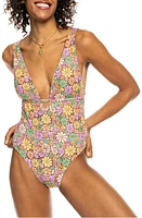 Roxy All Bout Sol One-Piece Swimsuit Root Beer at Nordstrom,