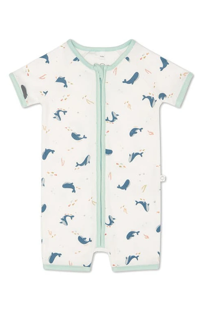 MORI Kids' Ocean Print Fitted One-Piece Short Pajamas at Nordstrom