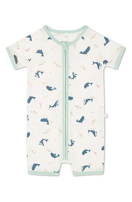 MORI Kids' Ocean Print Fitted One-Piece Short Pajamas at Nordstrom