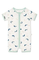 MORI Kids' Ocean Print Fitted One-Piece Short Pajamas at Nordstrom