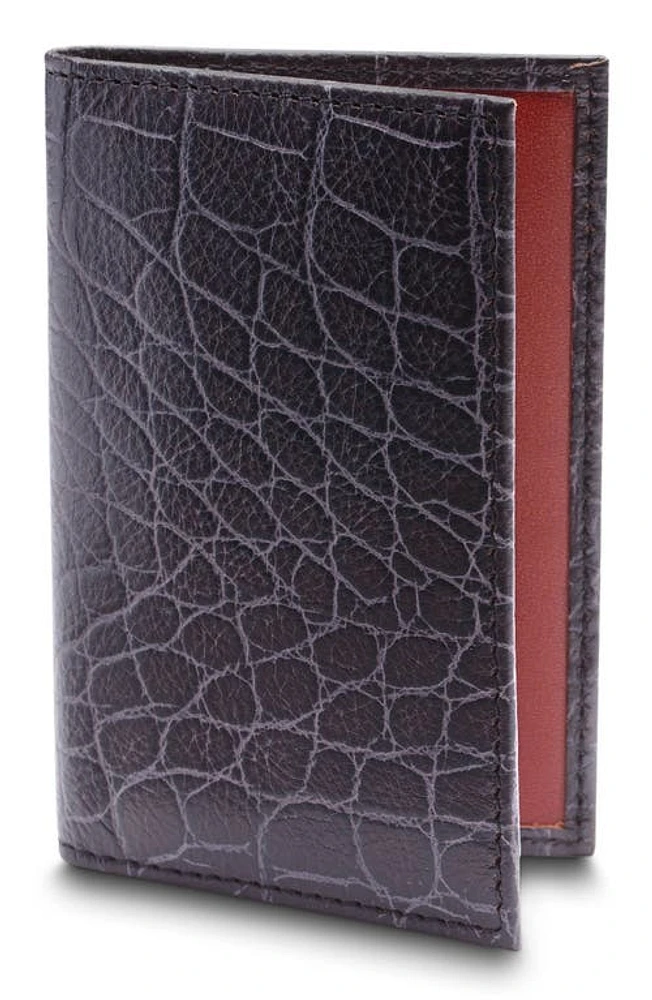 Bosca Croc Embossed Leather Card Case in Dark Brown at Nordstrom